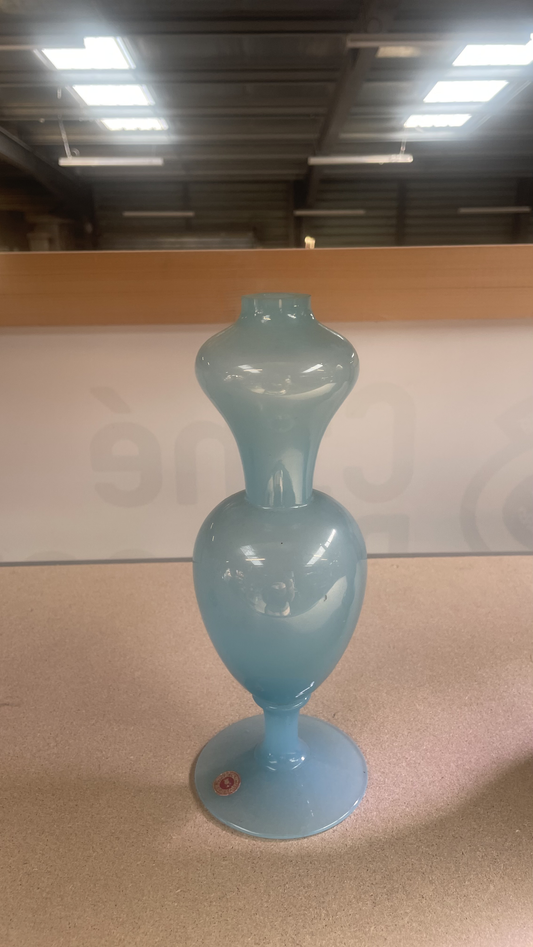 Vase sur pied bleu - verre