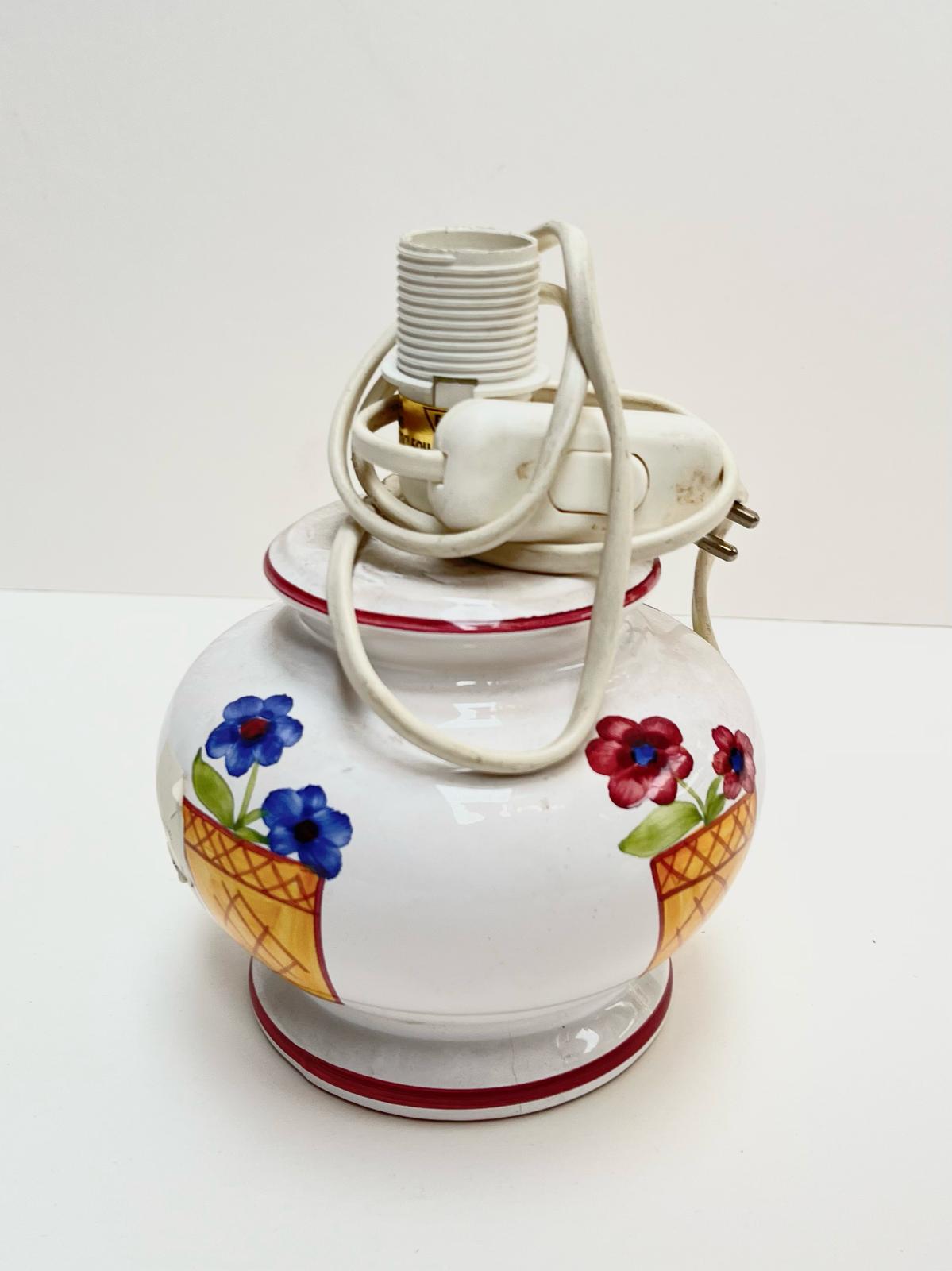 Pied de lampe céramique fleurie