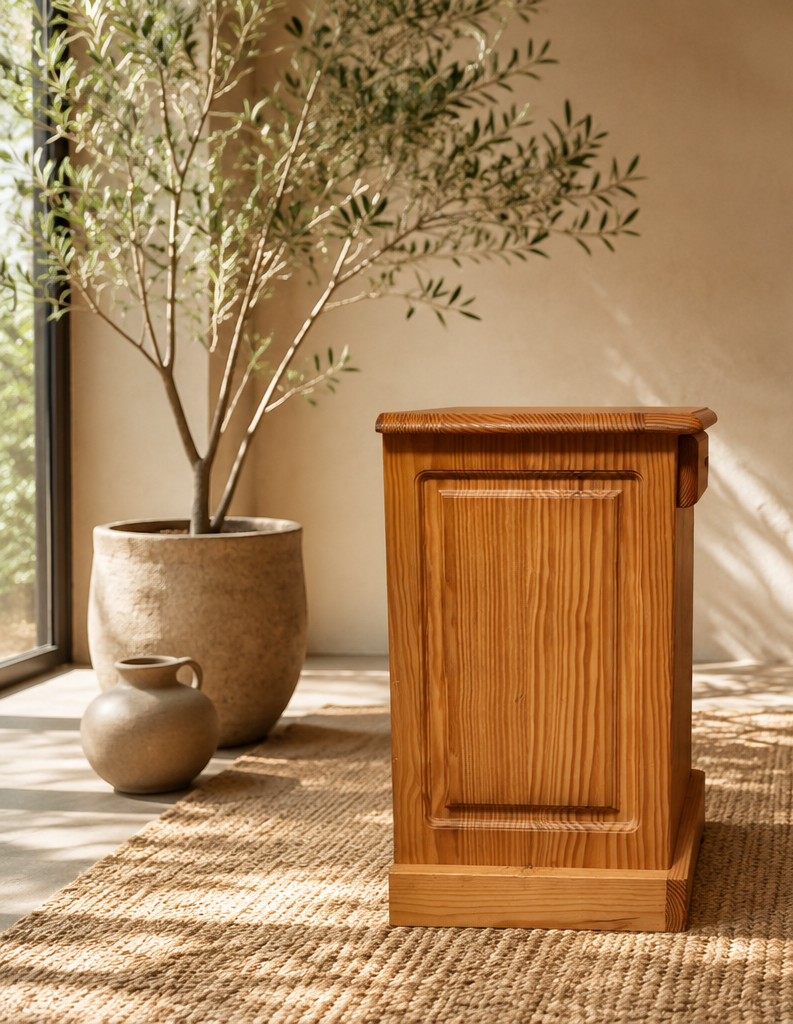 Table de chevet en bois massif, style vintage