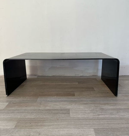 Table basse waterfall en bois laqué noir
