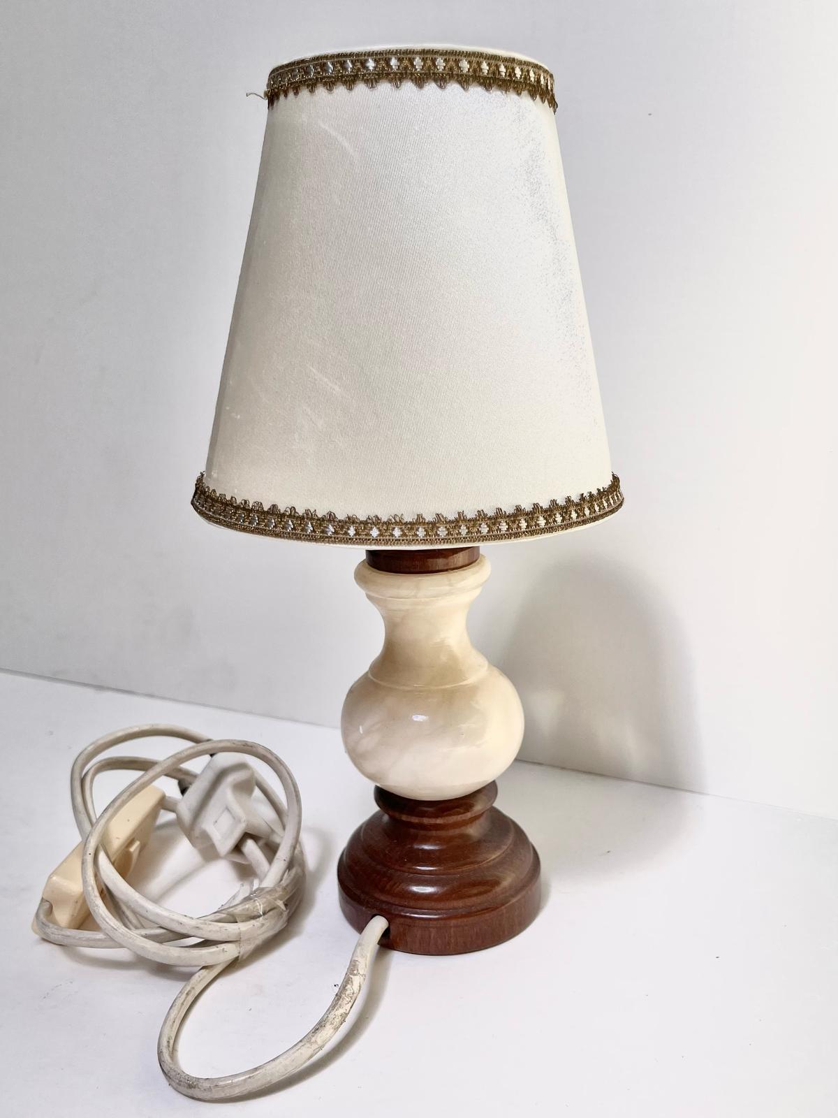Lampe céramique bois blanc marron