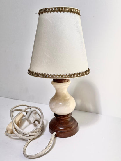 Lampe céramique bois blanc marron